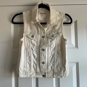 Madewell Distressed White Denim Vest - XS